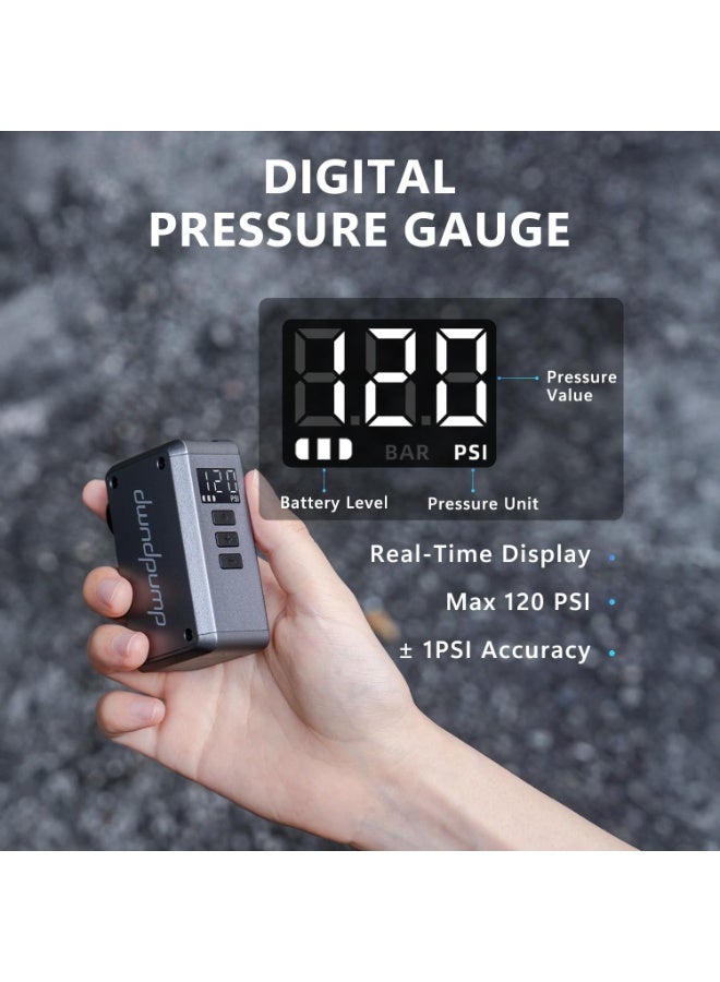 dwndpump AS230PRO Mini Electric Bike Pump, Portable Bicycle Tire Inflator with Digital Pressure Gauge, Auto Shut-Off, Presta & Schrader Compatible, 15L/Min Fast Inflation - Image 4